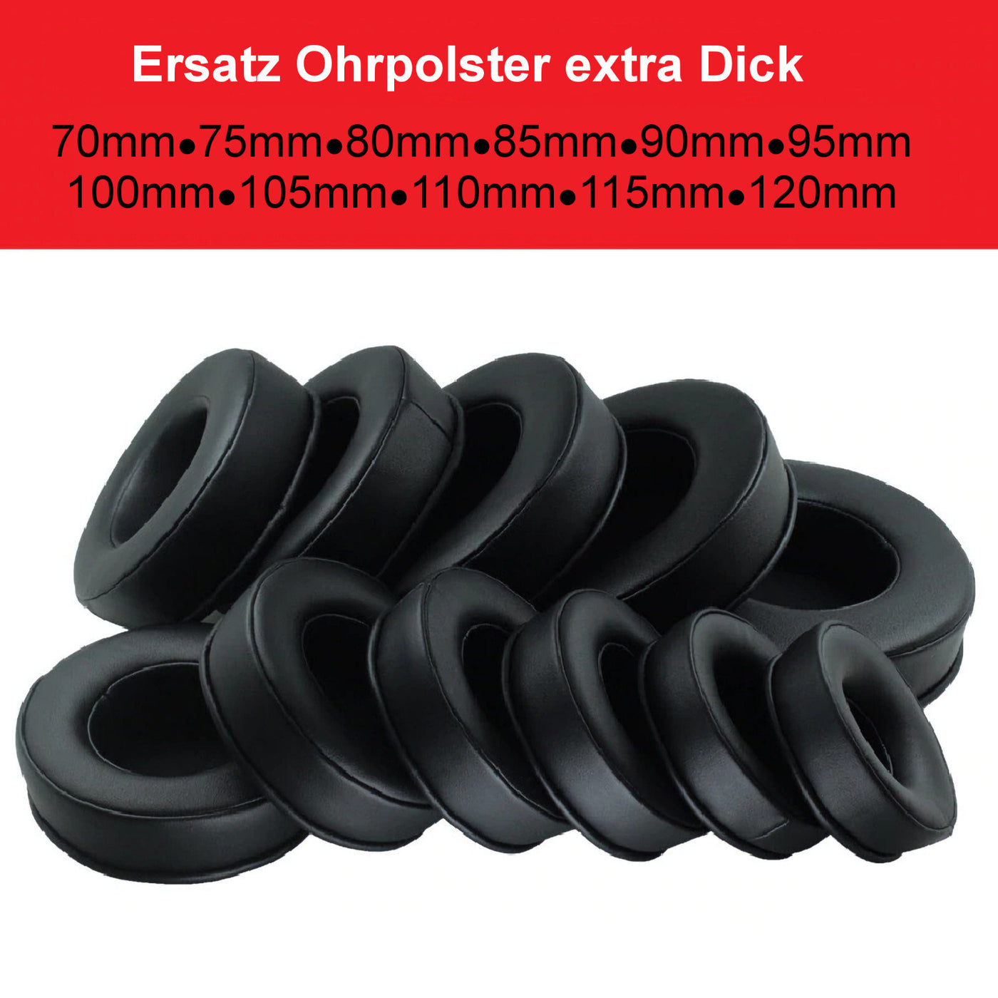Ohrpolster extra dick für Kopfhörer 70mm - 120mm Durchmesser