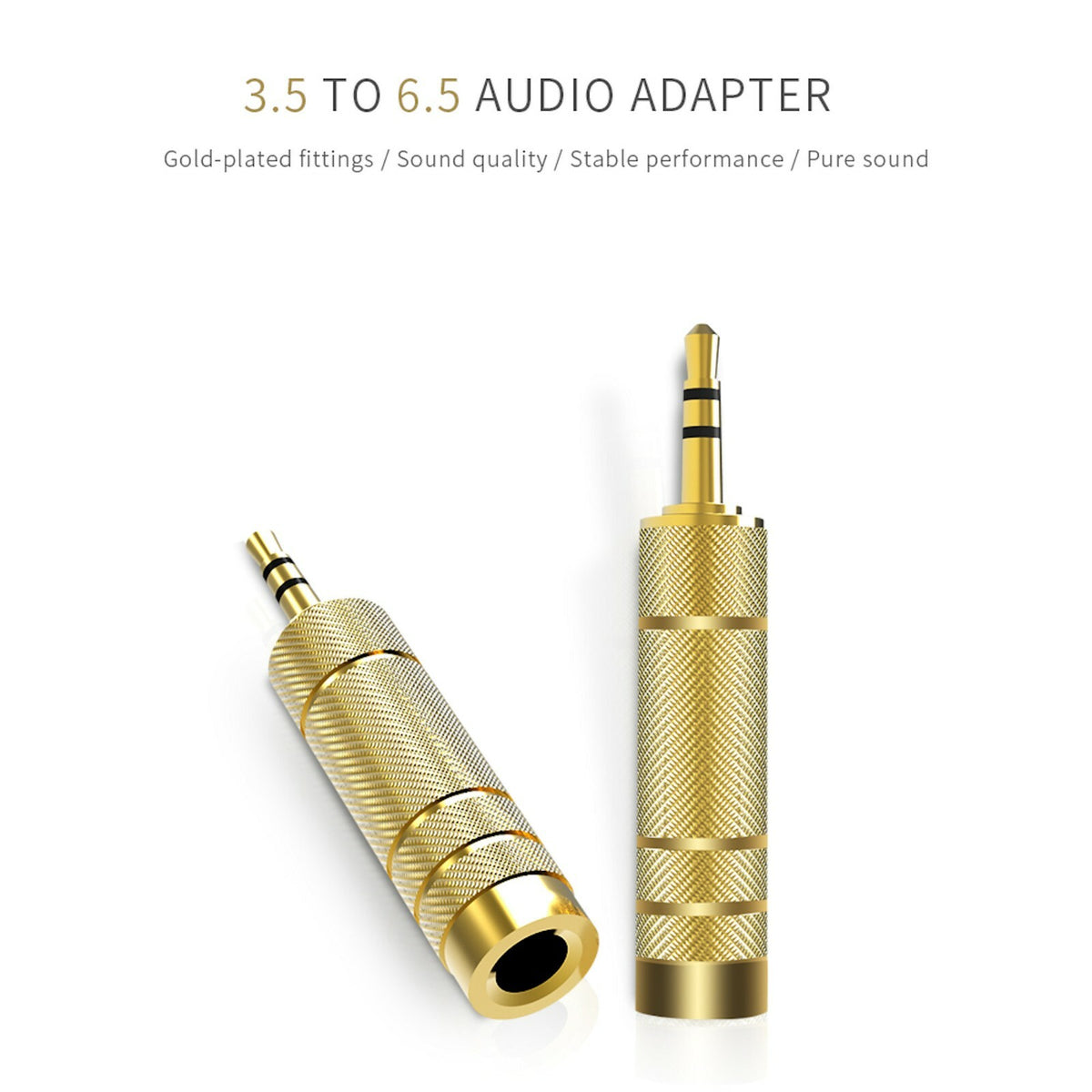 Vergoldeter Klinkenadapter 6,35-mm-Buchse auf 3,5-mm-Stecker