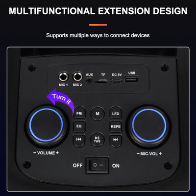 Partybox Sing-E ZQS8255 beleuchtete Lautsprecherbox 1800W Mic Bluetooth USB TWS