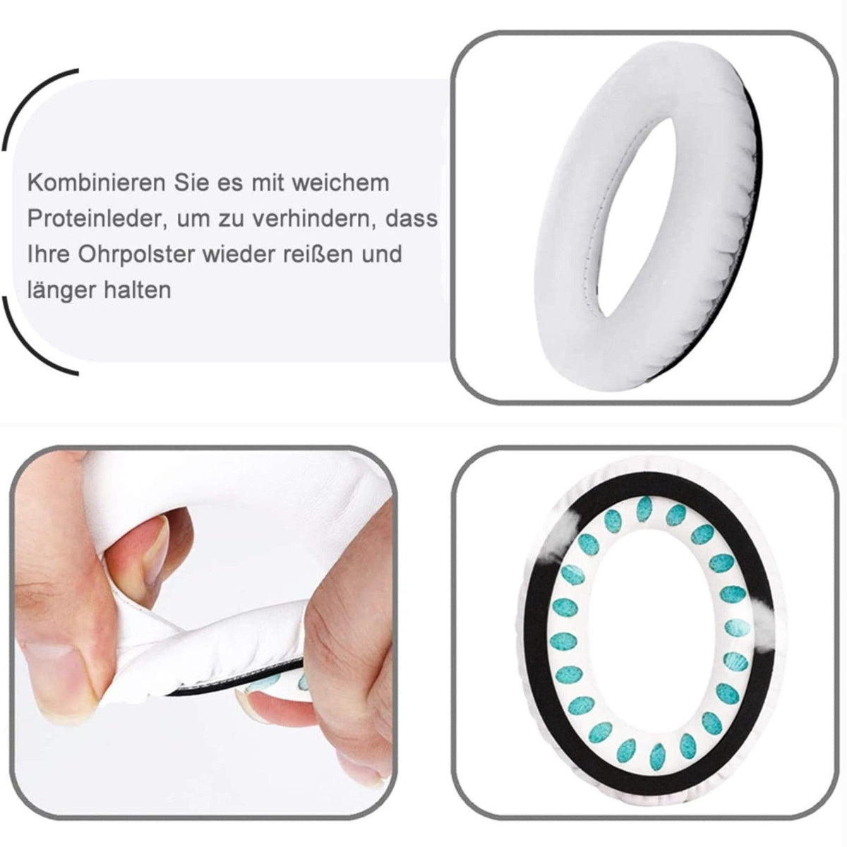 Ohrpolster für Bose QuietComfort QC35 QC15 QC45 QC25 Q35 II Elfenbein Weiss