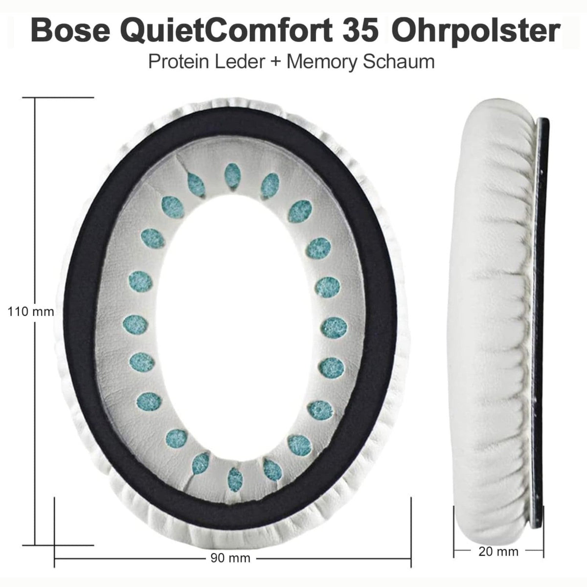 Ohrpolster für Bose QuietComfort QC35 QC15 QC45 QC25 Q35 II Elfenbein Weiss