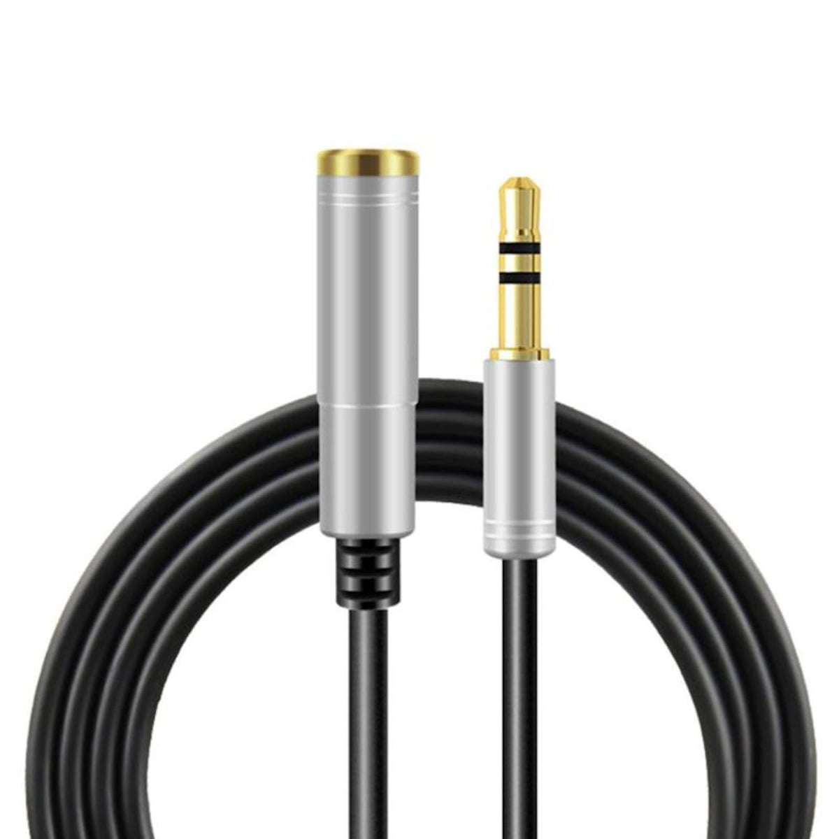 Schwarz-silberne 3 m 3,5-mm-Klinken-Verlängerung