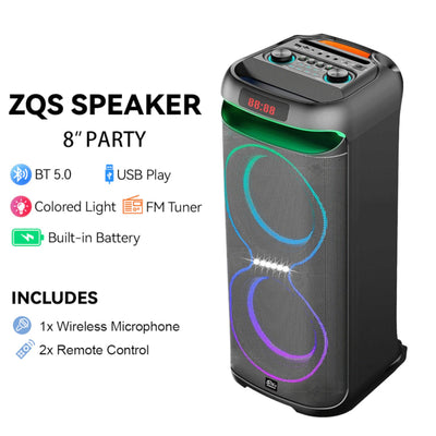Partybox Sing-E ZQS8258 beleuchtete Lautsprecherbox 1800W Mic Bluetooth USB TWS
