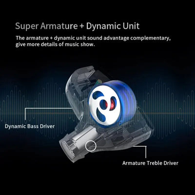 High-End In Ear Kopfhörer KZ ZST Pro Mic Black Messing In-Ear Premium Ohrhörer