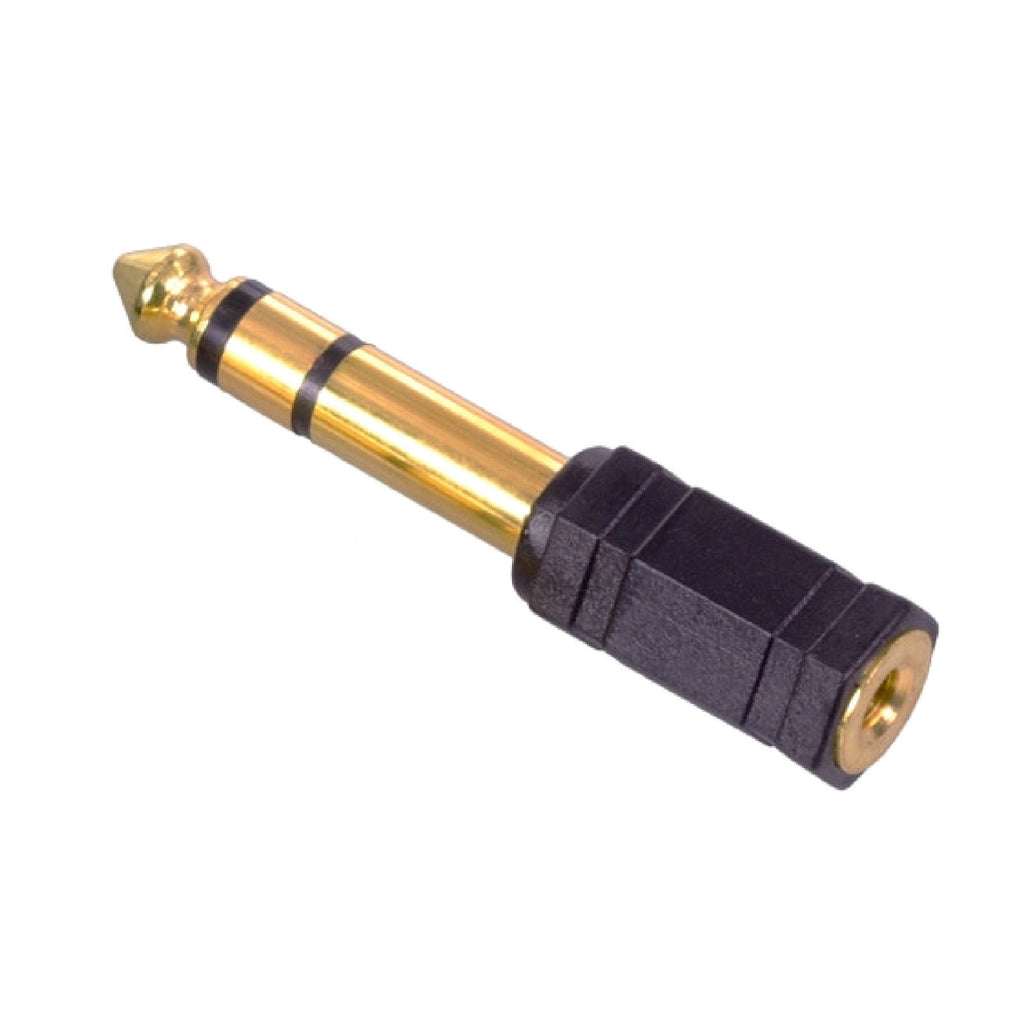 Vergoldeter Klinkenadapter 3,5-mm-Buchse auf 6,35-mm-Stecker