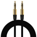 Schwarzes 1 m AUX-Kabel mit zwei 3,5-mm-Steckern