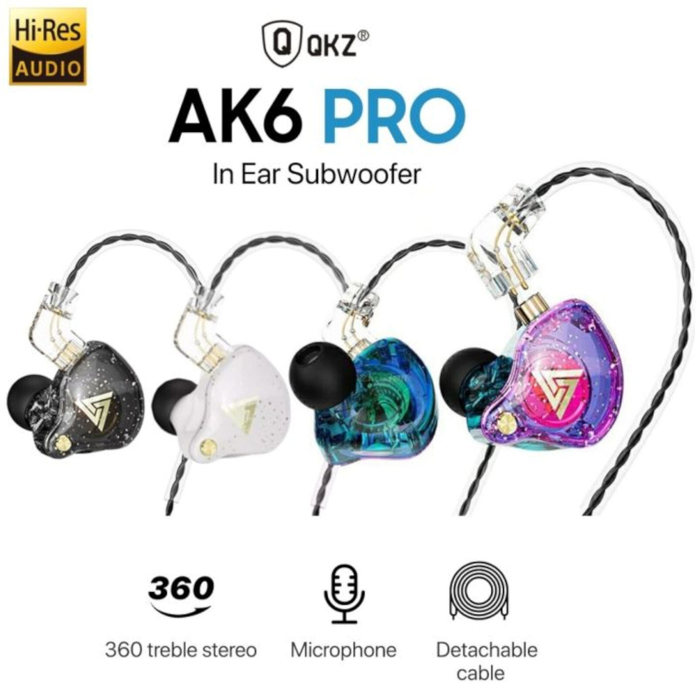 Premium Headset Kopfhörer QKZ-AK6 Pro HiFi In-Ear-Headset Ohrhörer + Hardcase