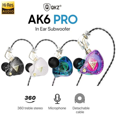 Premium Headset Kopfhörer QKZ-AK6 Pro HiFi In-Ear-Headset Ohrhörer + Hardcase
