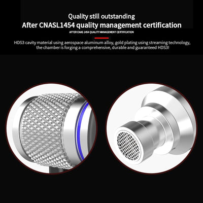 High-End Headset Kopfhörer KZ HDS3 Professional Silber In-Ear in PU Hardcase