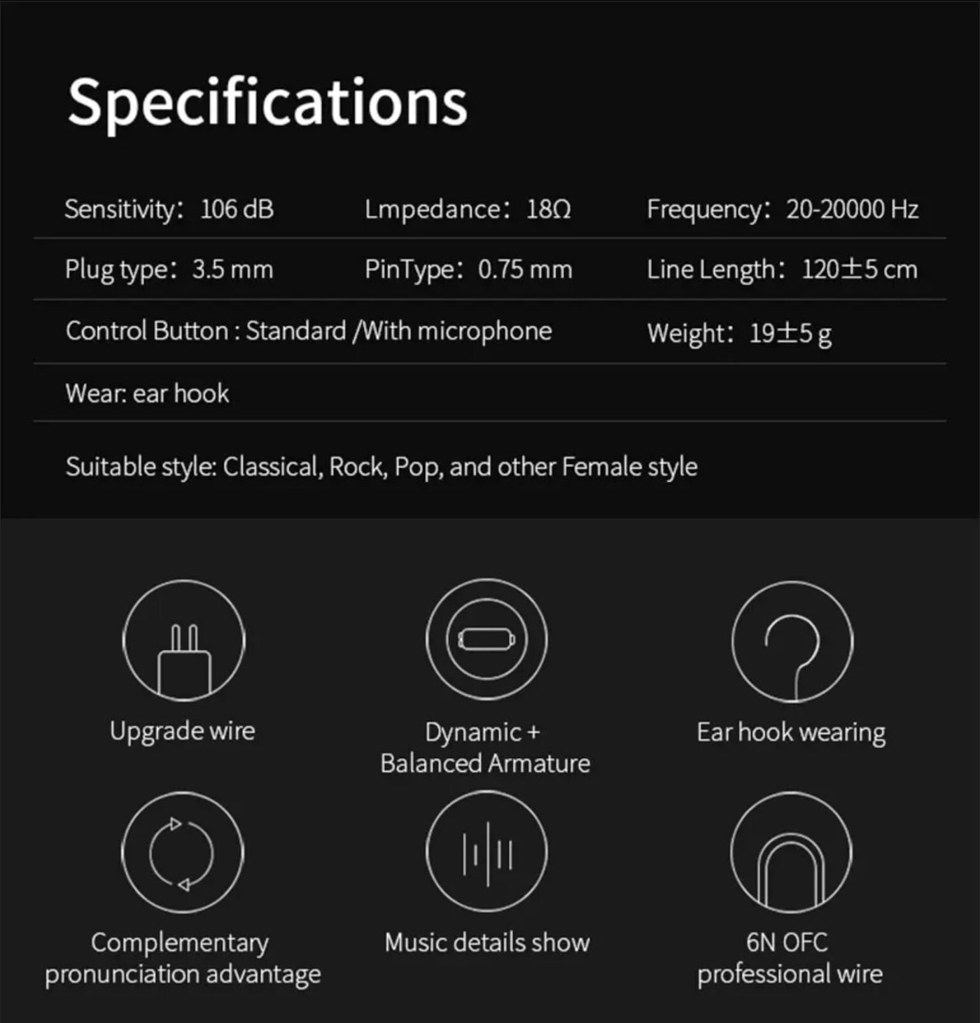 High-End In Ear Kopfhörer KZ ZST Pro Mic Black Messing In-Ear Premium Ohrhörer