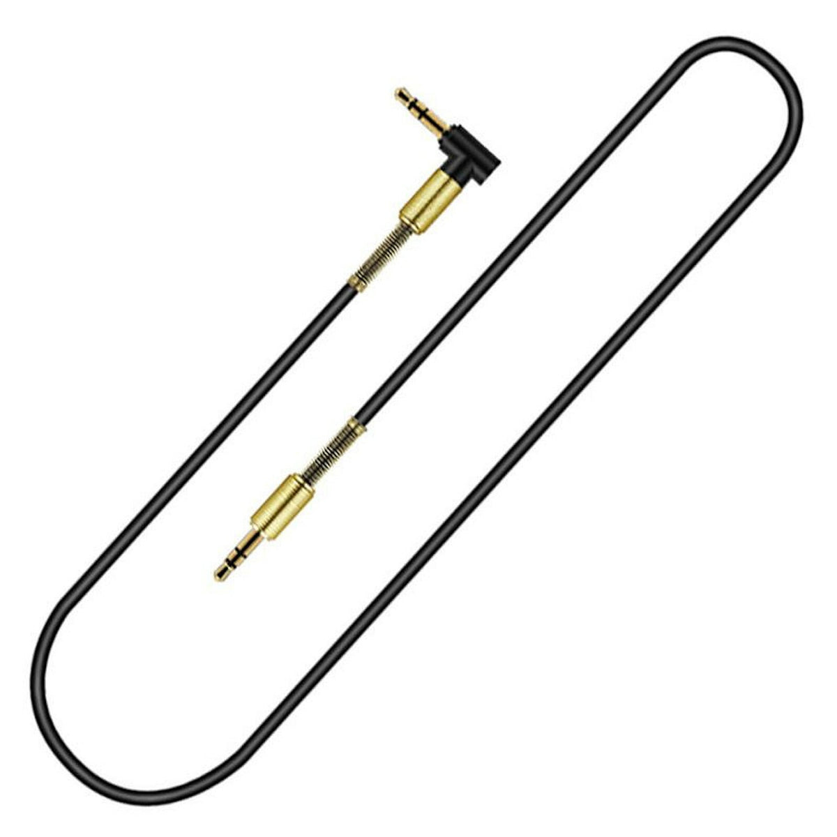Schwarzes 1 m AUX-Kabel mit Winkelstecker