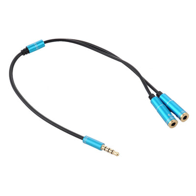 Audio Splitter Kabel Blau Y Adapter Headset 3.5mm Klinke Stecker > 2 x Buchse