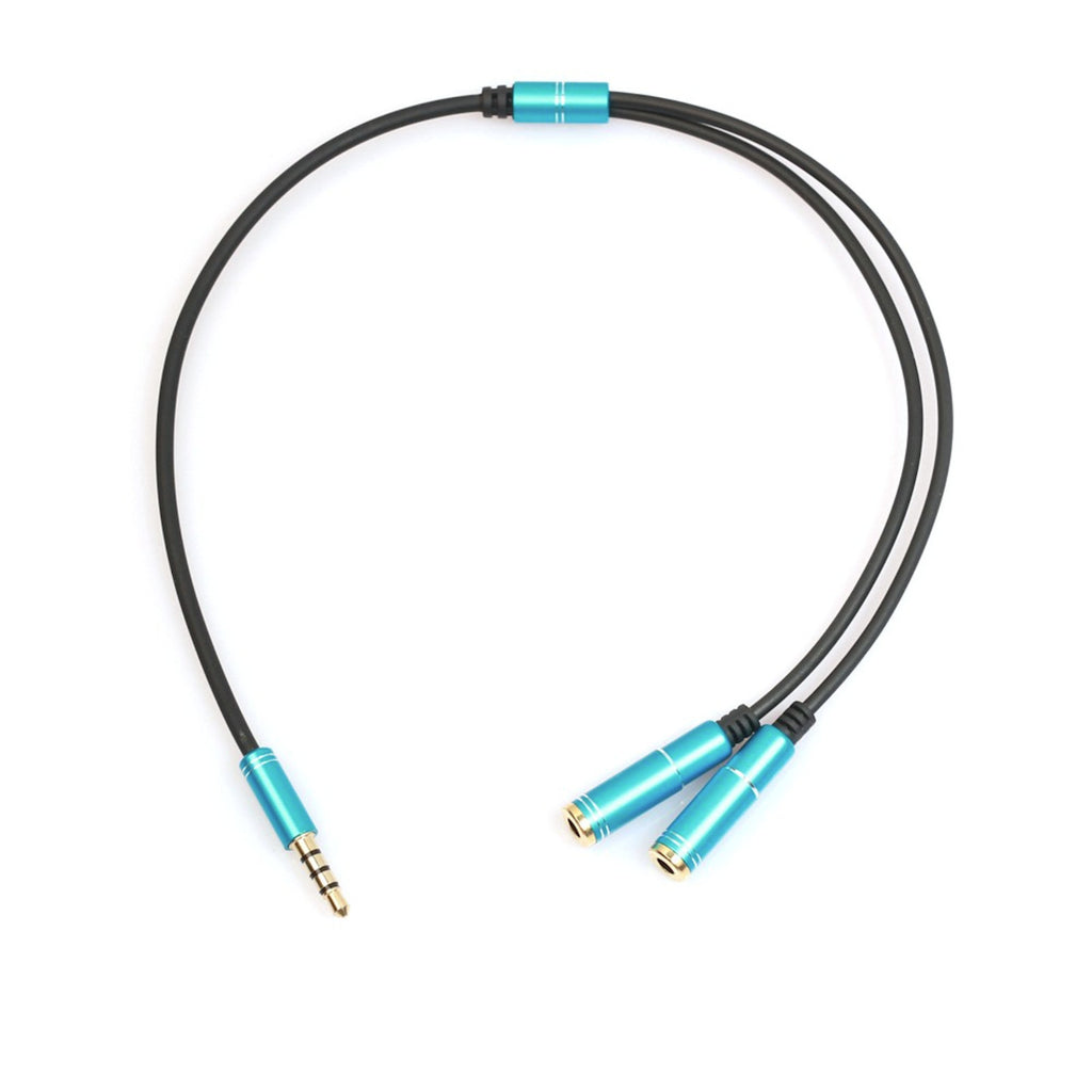 Blauer 3,5-mm-Kopfhörer-Splitter auf zwei Buchsen