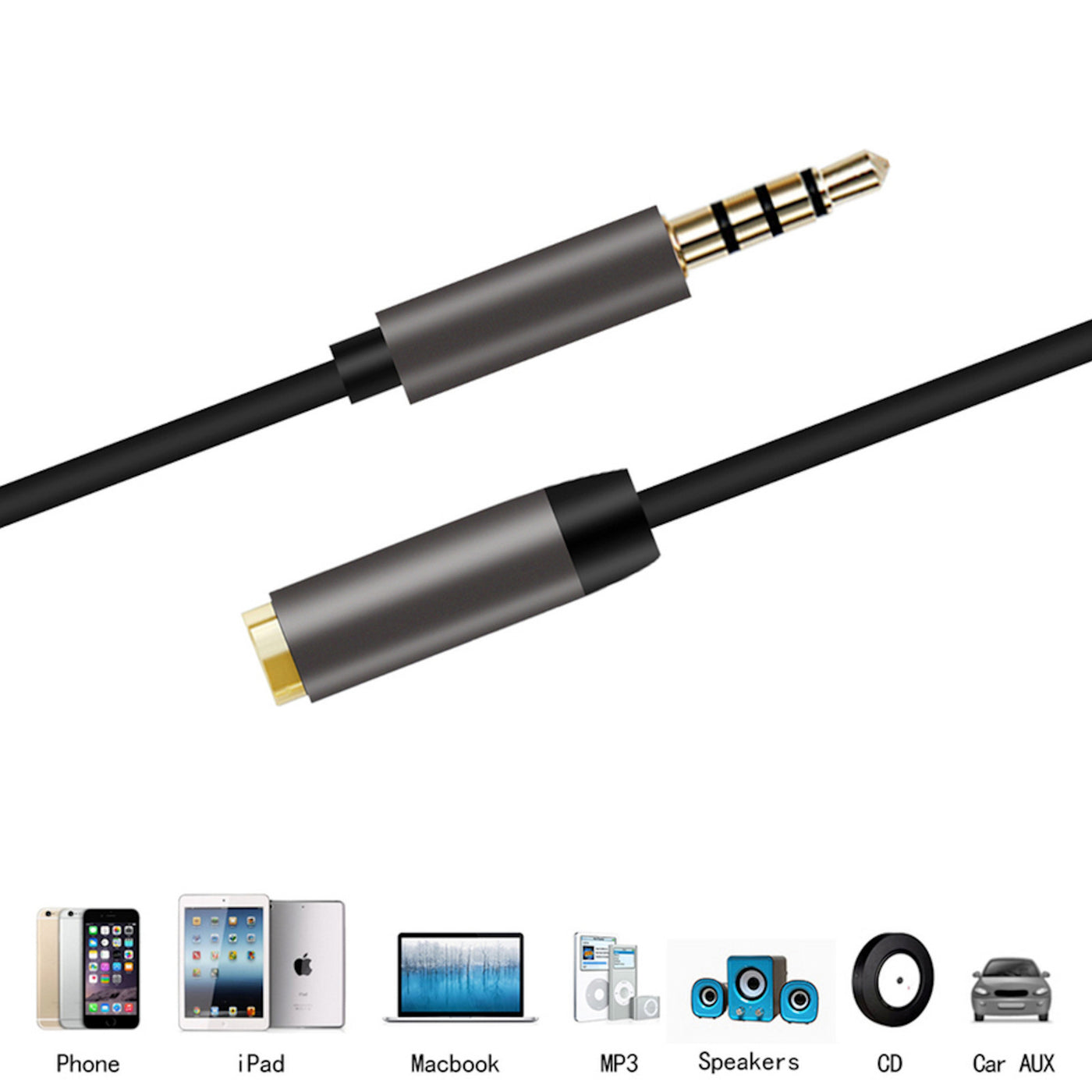 1m Audio Stereo Kopfhörer Headset Verlängerung 4-polig 3,5mm Stecker > Buchse S