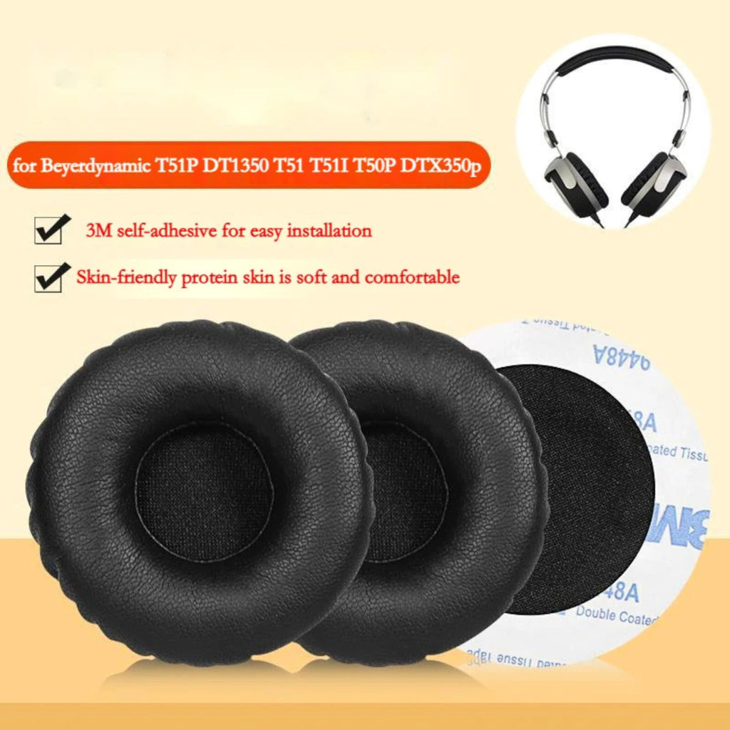 Schwarze Kunstleder-Ohrpolster für beyerdynamic T51 DT1350