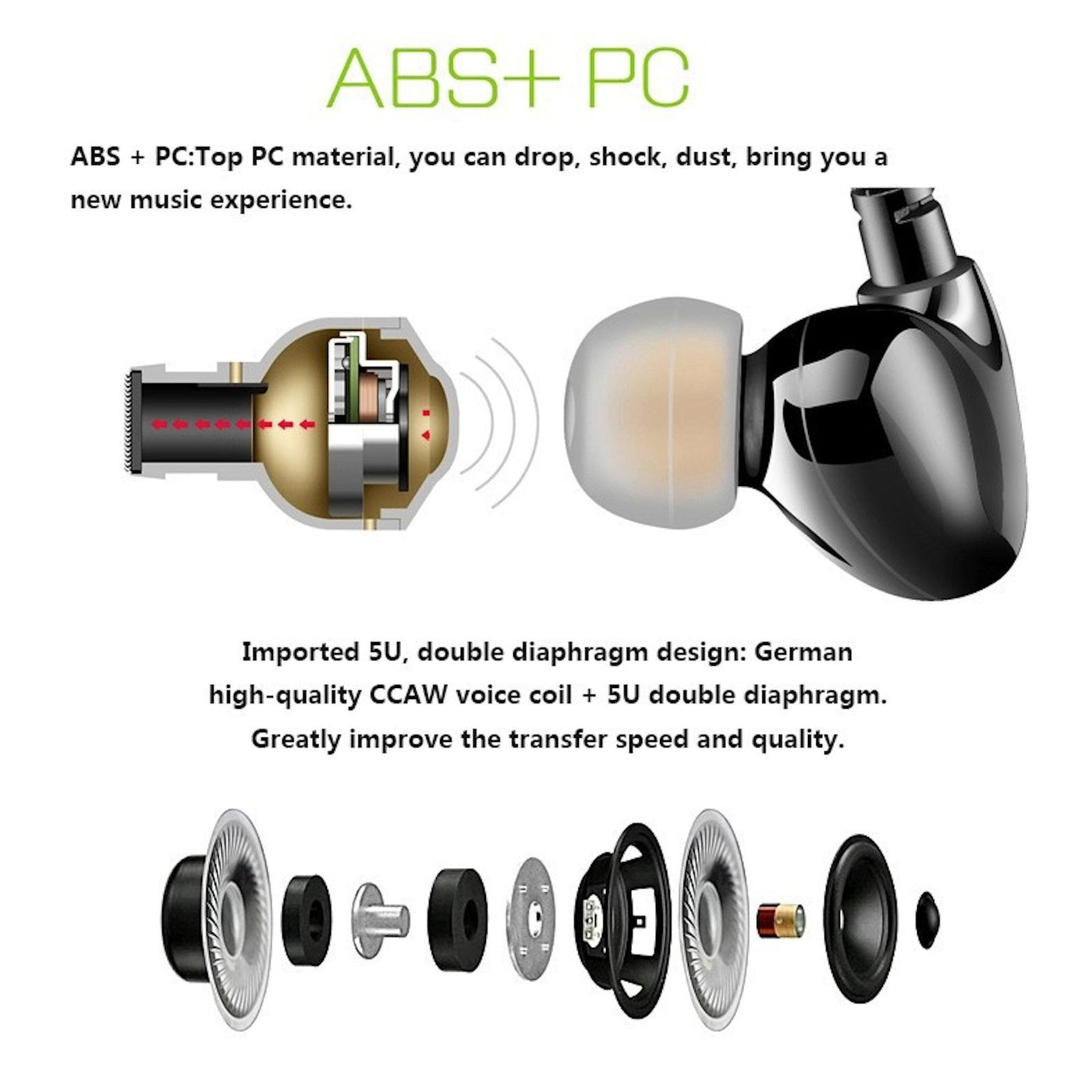 KZ-S6HS schwarz Professional High-End Sport Headset Metal In-Ear Kopfhörer Micro