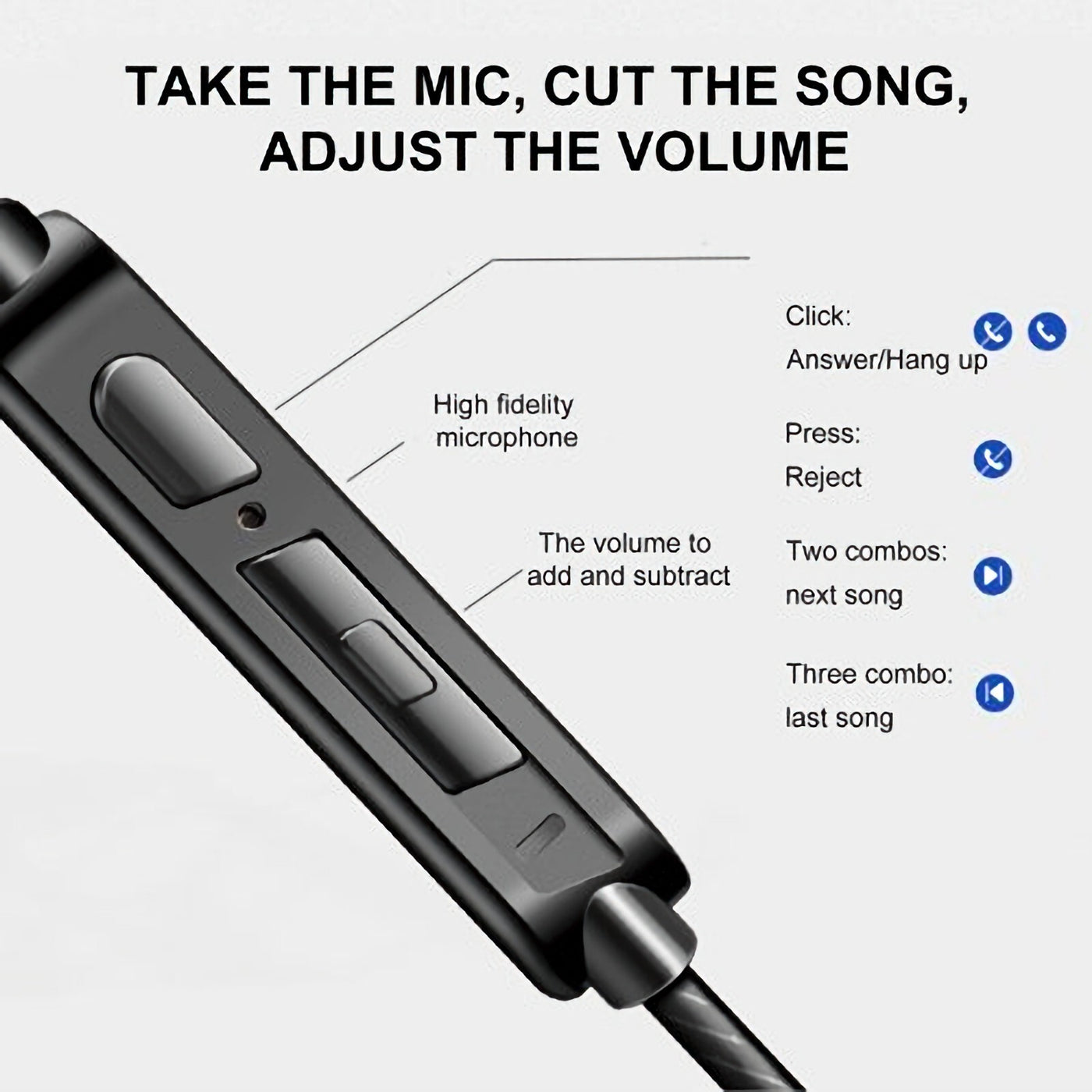 QKZ AK6 Hi-Res In-Ear-Kopfhörer Ohrhörer 105dB mit HD Mikrofon Bass Boost Blau