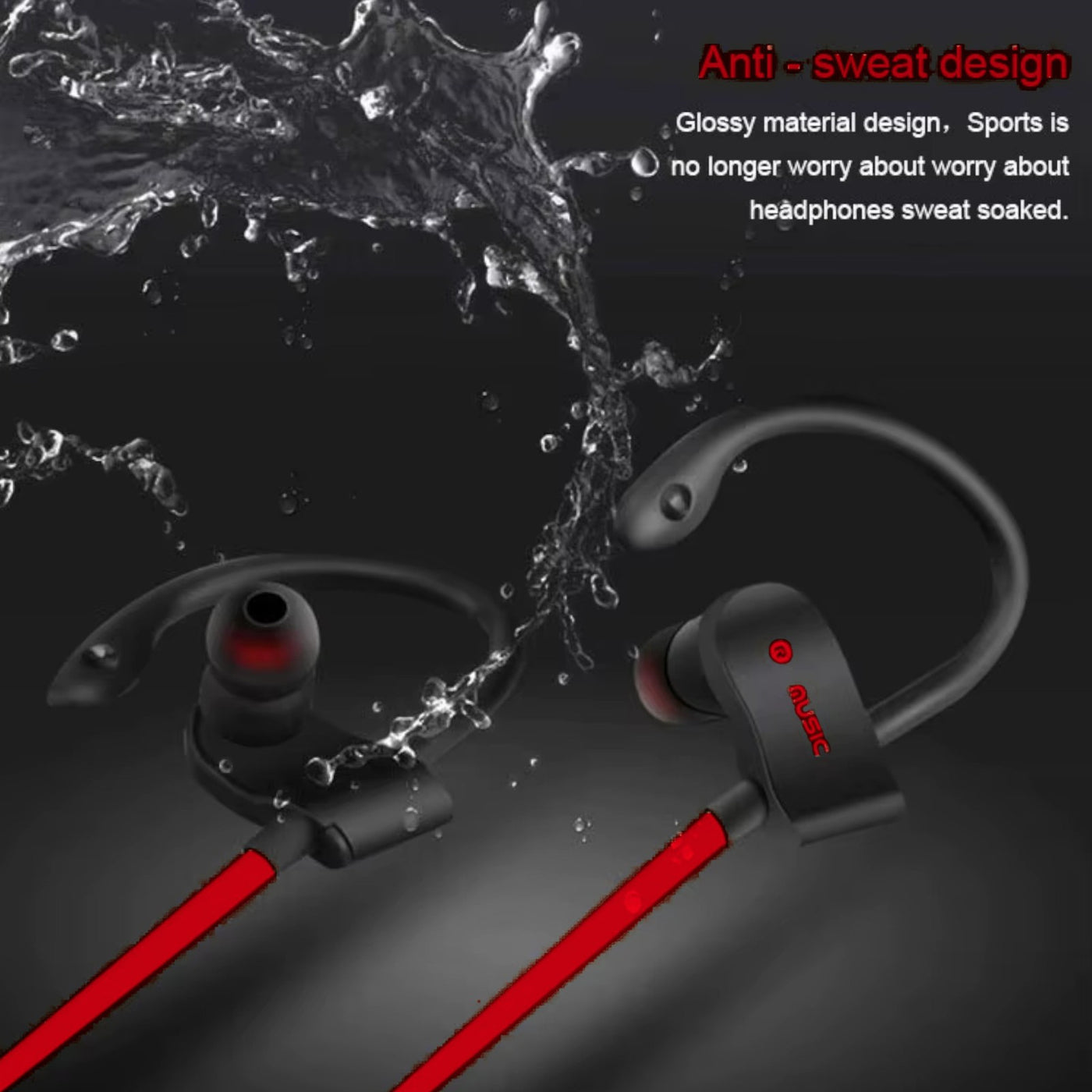 Sport In Ear Bluetooth Headset Ohrbügel Kopfhörer Wireless Bass OB-01 Rot