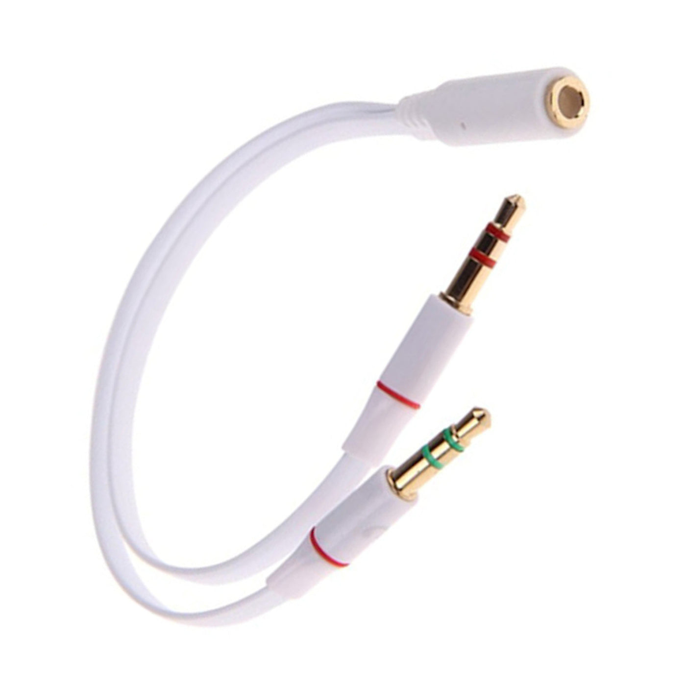Audio Splitter Kabel Weiss Y Adapter Kopfhörer Headset 3.5mm Flachkabel PC