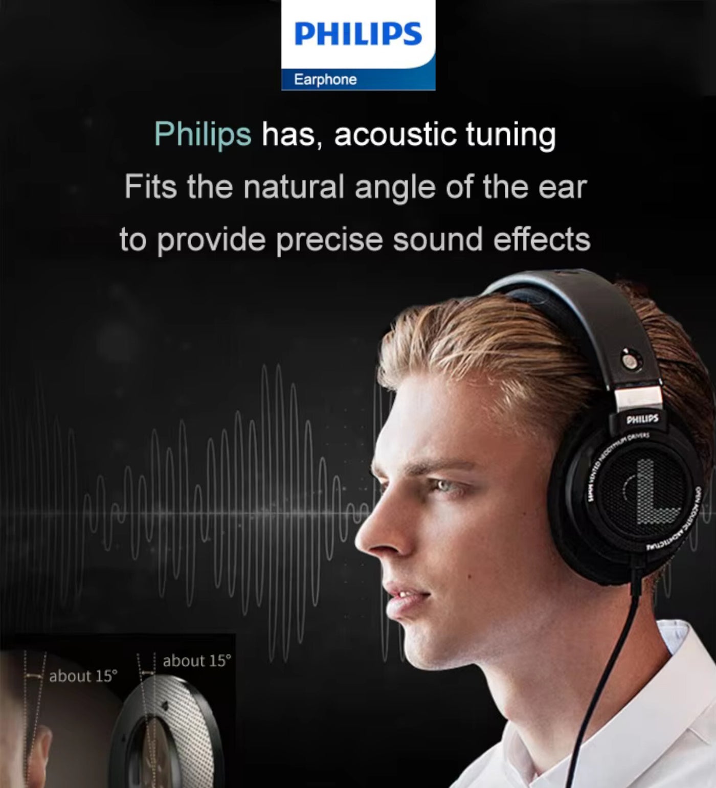 Philips SHP9500 HiFi Stereo Kopfhörer Over-Ear Headphones - Schwarz