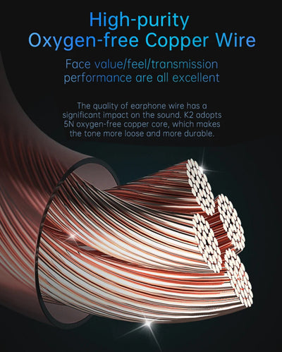Original 3K K2 HD Professional HiFi Kopfhörer Headset Premium In-Ear Purple Lila