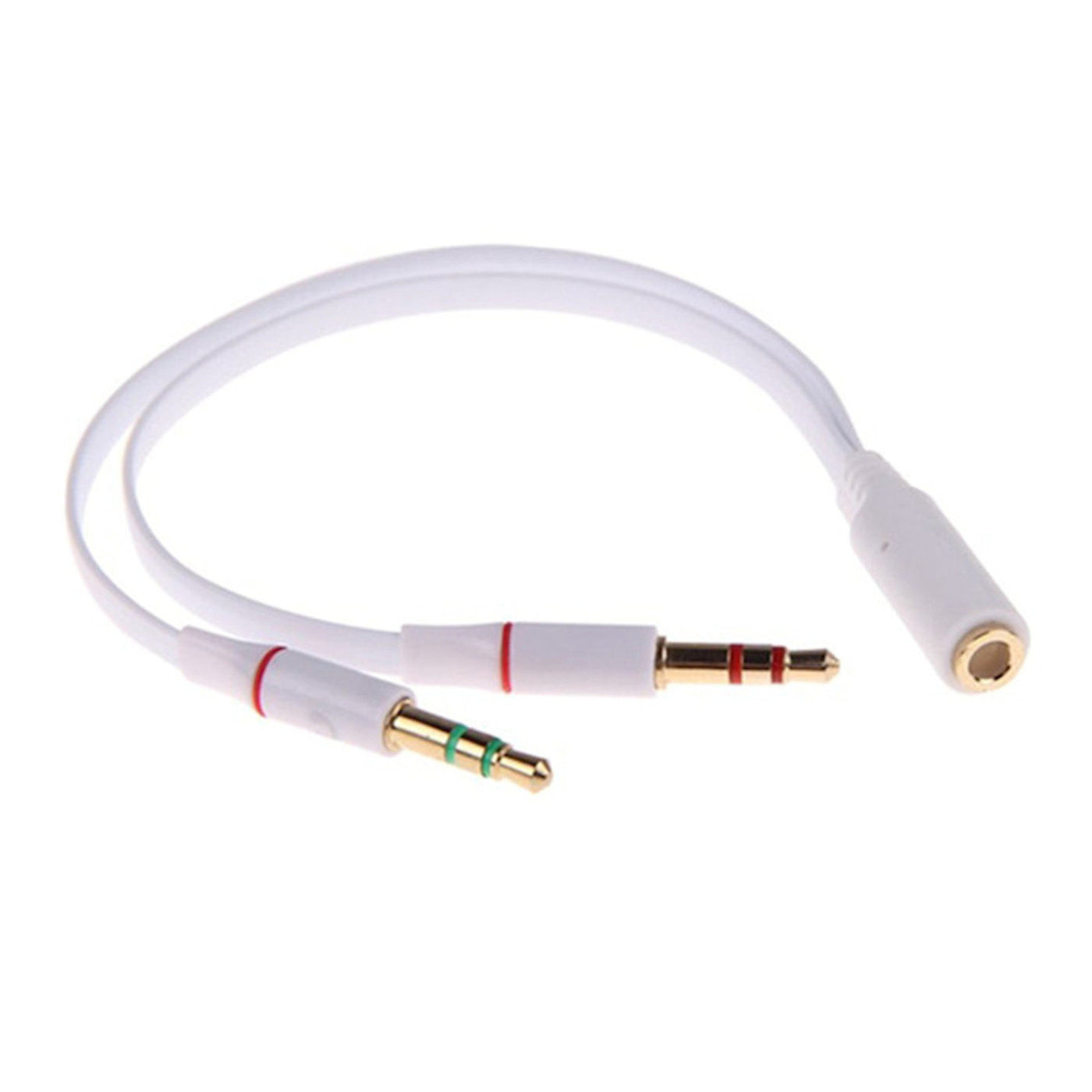 Audio Splitter Kabel Weiss Y Adapter Kopfhörer Headset 3.5mm Flachkabel PC