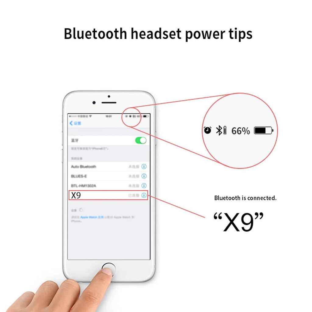 Schwarzes magnetisches X9 Bluetooth In-Ear-Headset