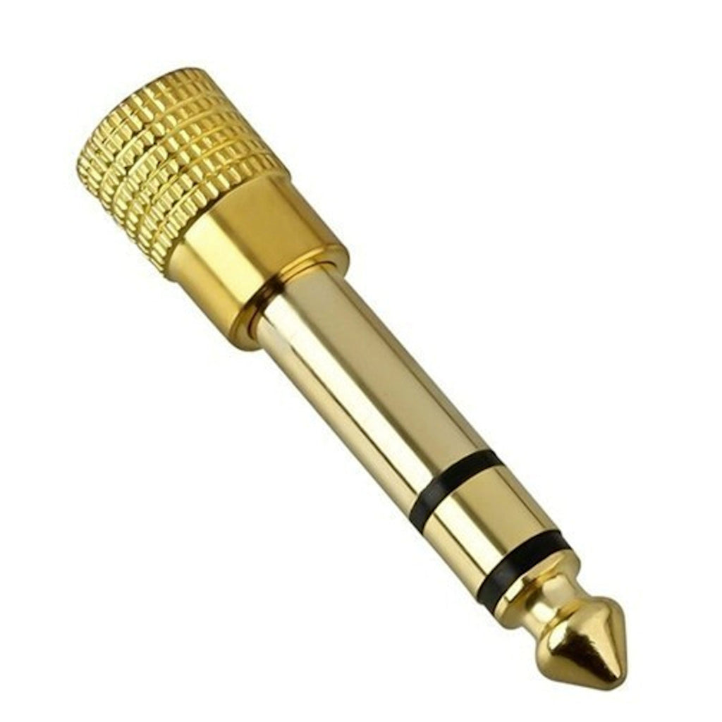 Vergoldeter Klinkenadapter 3,5-mm-Buchse auf 6,35-mm-Stecker