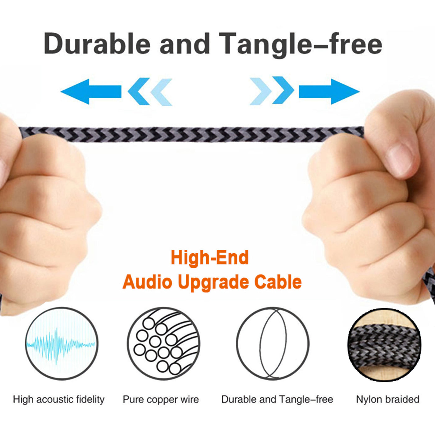 2m Ersatz Audio Nylon Anschlusskabel Sennheiser HD559 HD569 HD589 HD599...