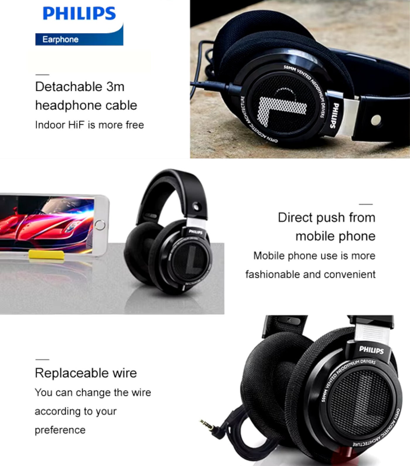 Philips SHP9500 HiFi Stereo Kopfhörer Over-Ear Headphones - Schwarz