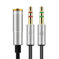 Silberner 3,5-mm-Headset-Splitter für Audio und Mikrofon