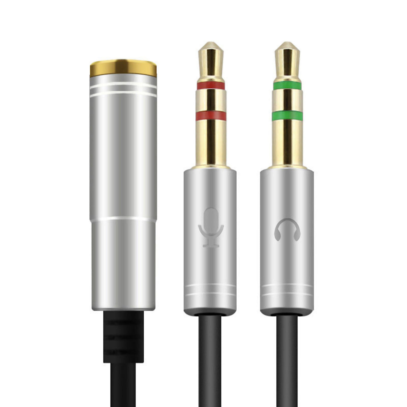 Audio Splitter Kabel Silber Y Adapter Headset 3.5mm Klinke Buchse > 2 x Stecker