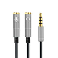 Silberner 3,5-mm-Headset-Splitter für Audio und Mikrofon