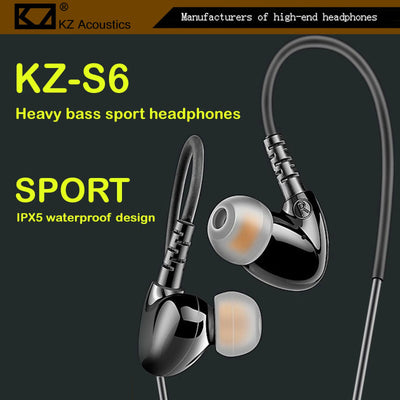 High-End Kopfhörer KZ-S6 Schwarz Pro Sports In-Ear Headphones in PU Hardcase