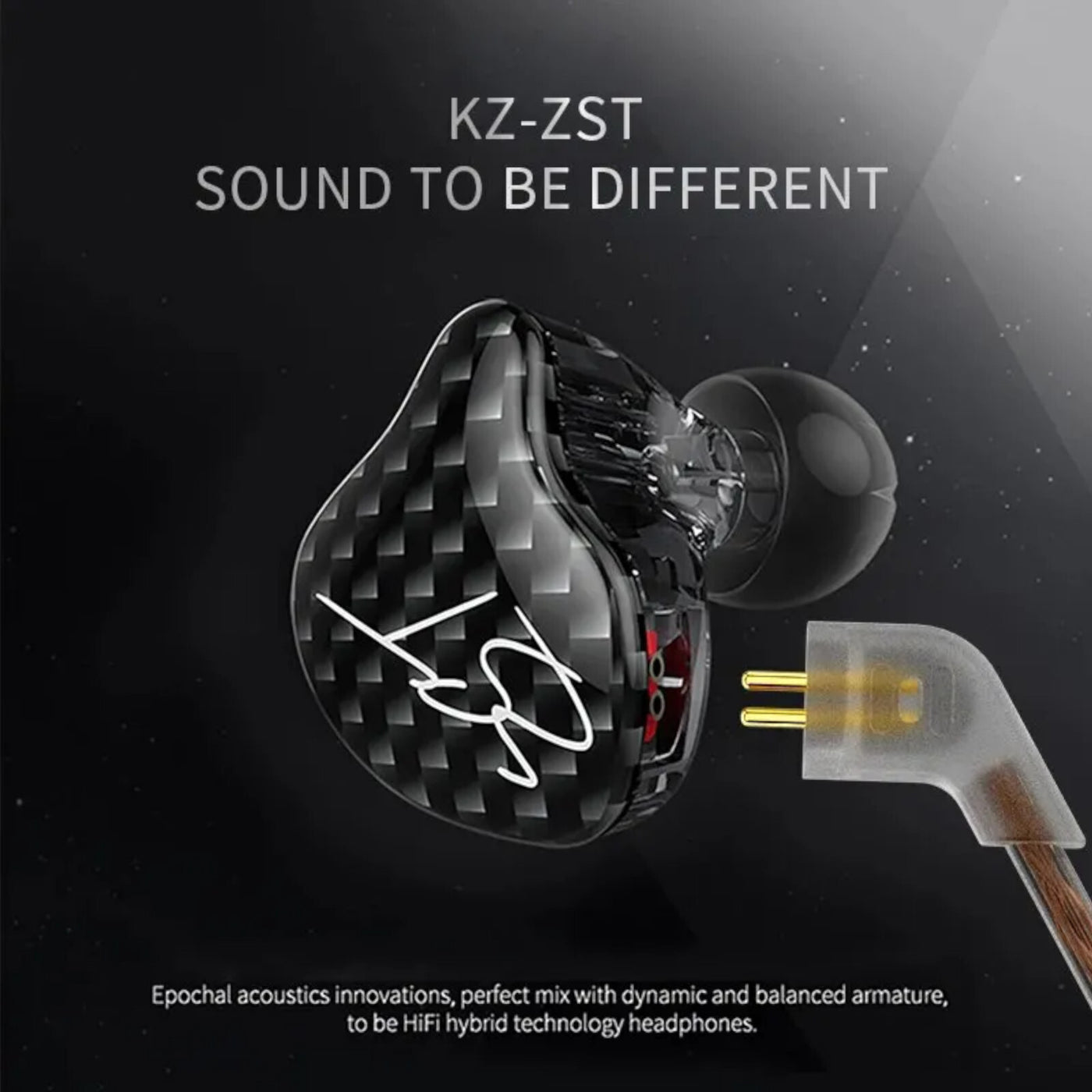 High-End In Ear Kopfhörer KZ ZST Pro Mic Black Messing In-Ear Premium Ohrhörer