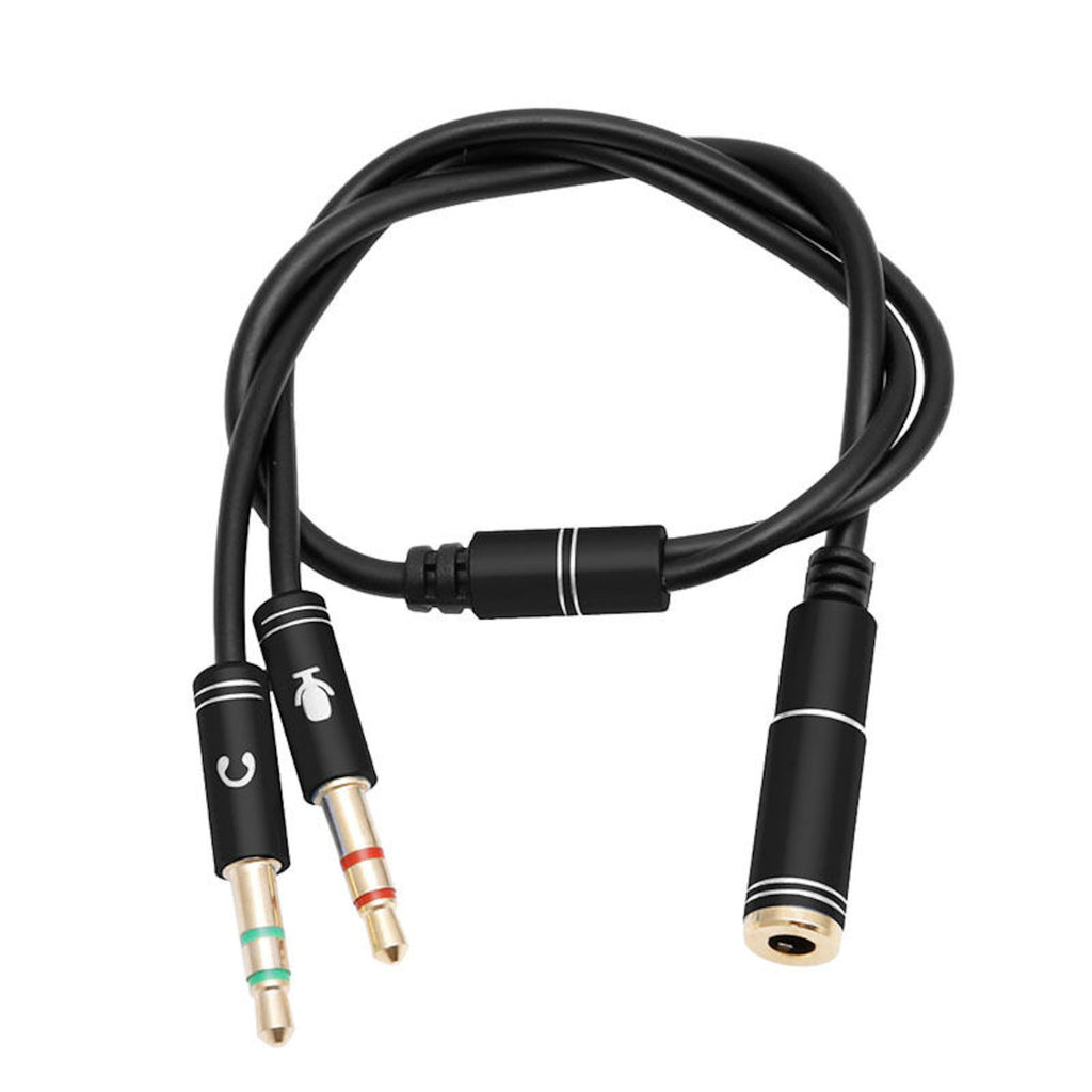 Schwarzer 3,5-mm-Headset-Splitter für Audio und Mikrofon