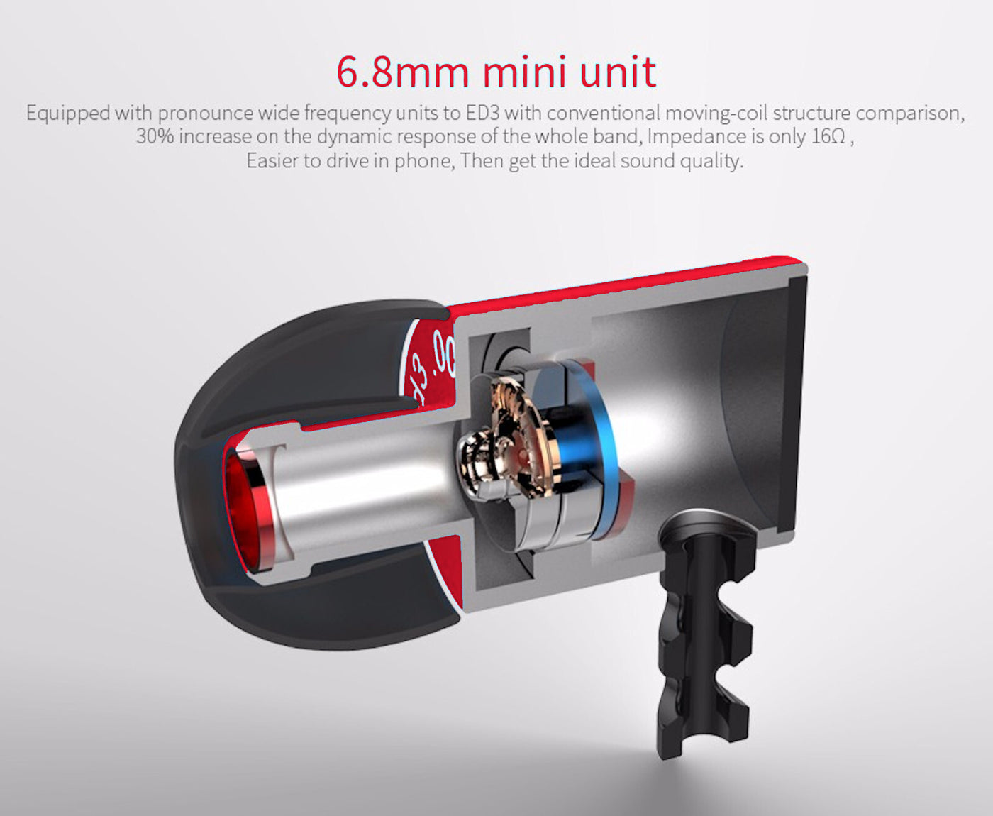 High-Quality Kopfhörer KZ ED3M Youth Version In-Ear, PU Hardcase, Megabass