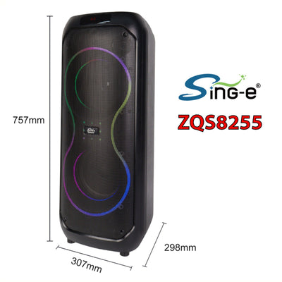 Partybox Sing-E ZQS8255 beleuchtete Lautsprecherbox 1800W Mic Bluetooth USB TWS
