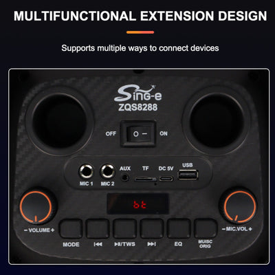 Partybox Sing-E ZQS8288 beleuchtete Lautsprecherbox Mic Bluetooth USB TWS