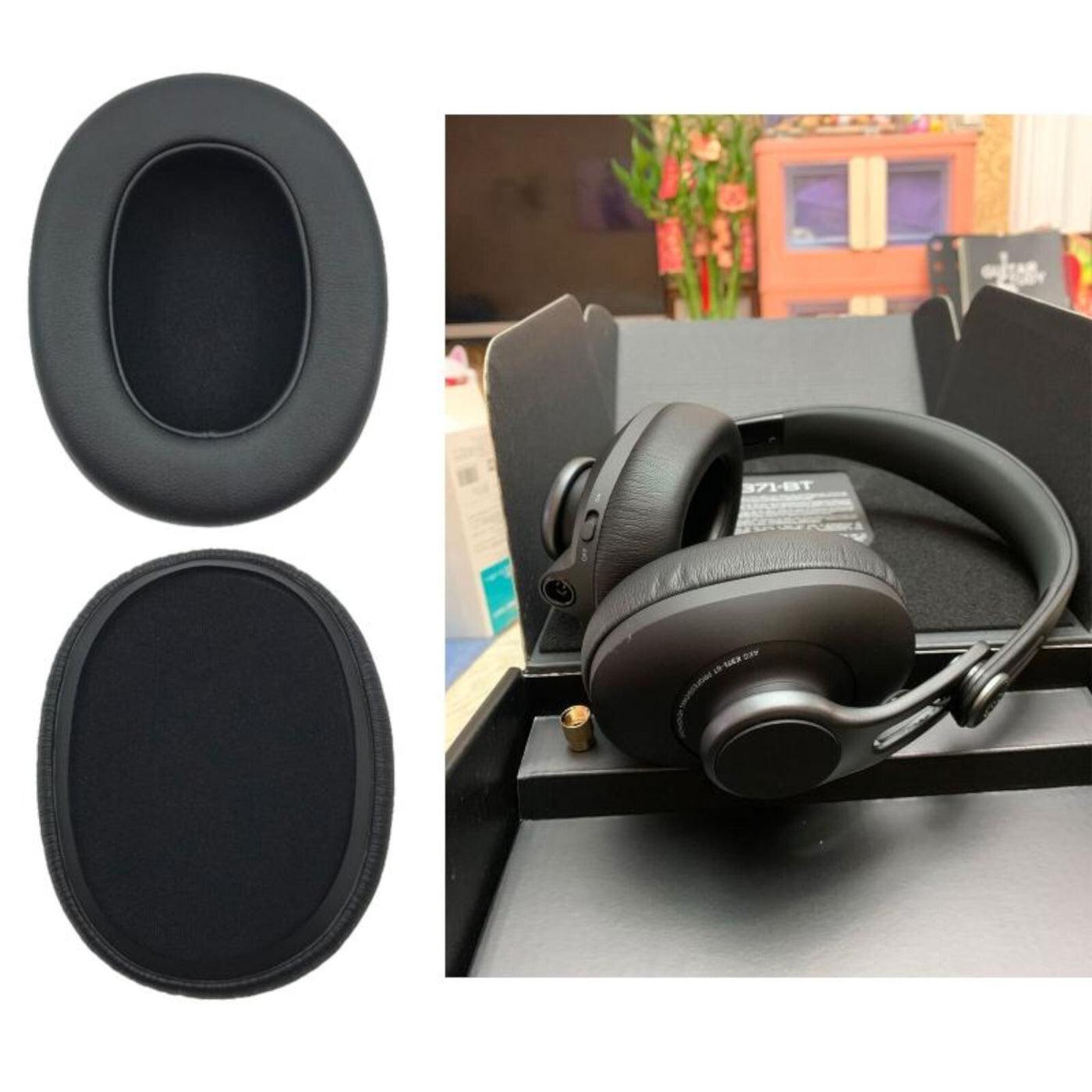 Ohrpolster für Kopfhörer AKG K361 K361BT K371 K371BT Kunstleder schwarz