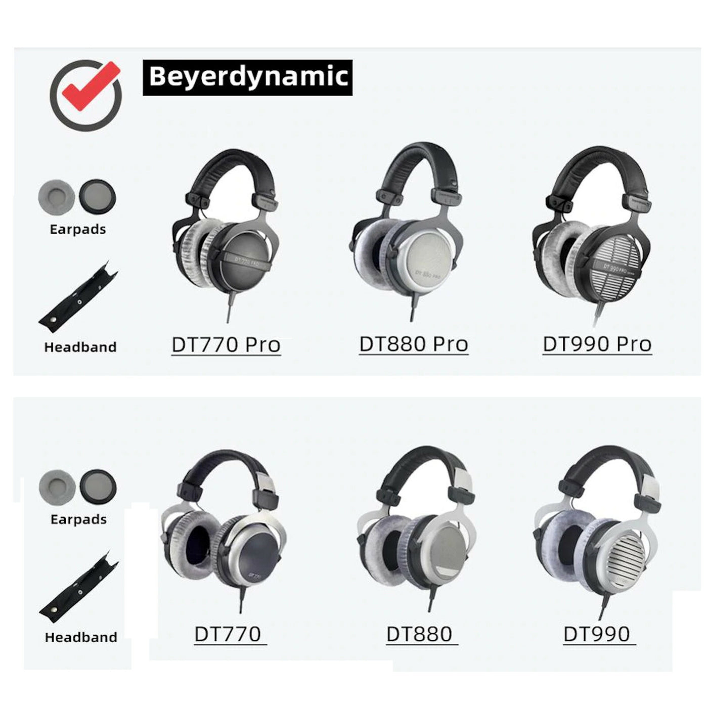 Velour Ohrpolster Kopfband für Beyerdynamic DT990 DT880 DT770 Kopfhörer