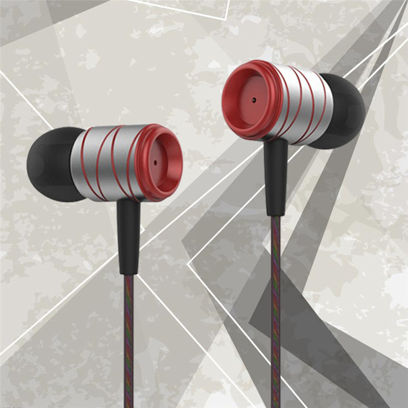 High-End Headset Kopfhörer KZ ED1HS Silber Rot In-Ear in PU Hardcase - Bass