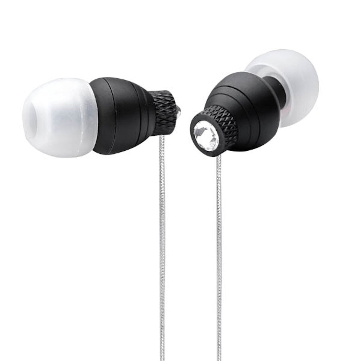 Super Bass In-Ear Kopfhörer Diamond Pro Black Headset Flachkabel Strass Glitzer
