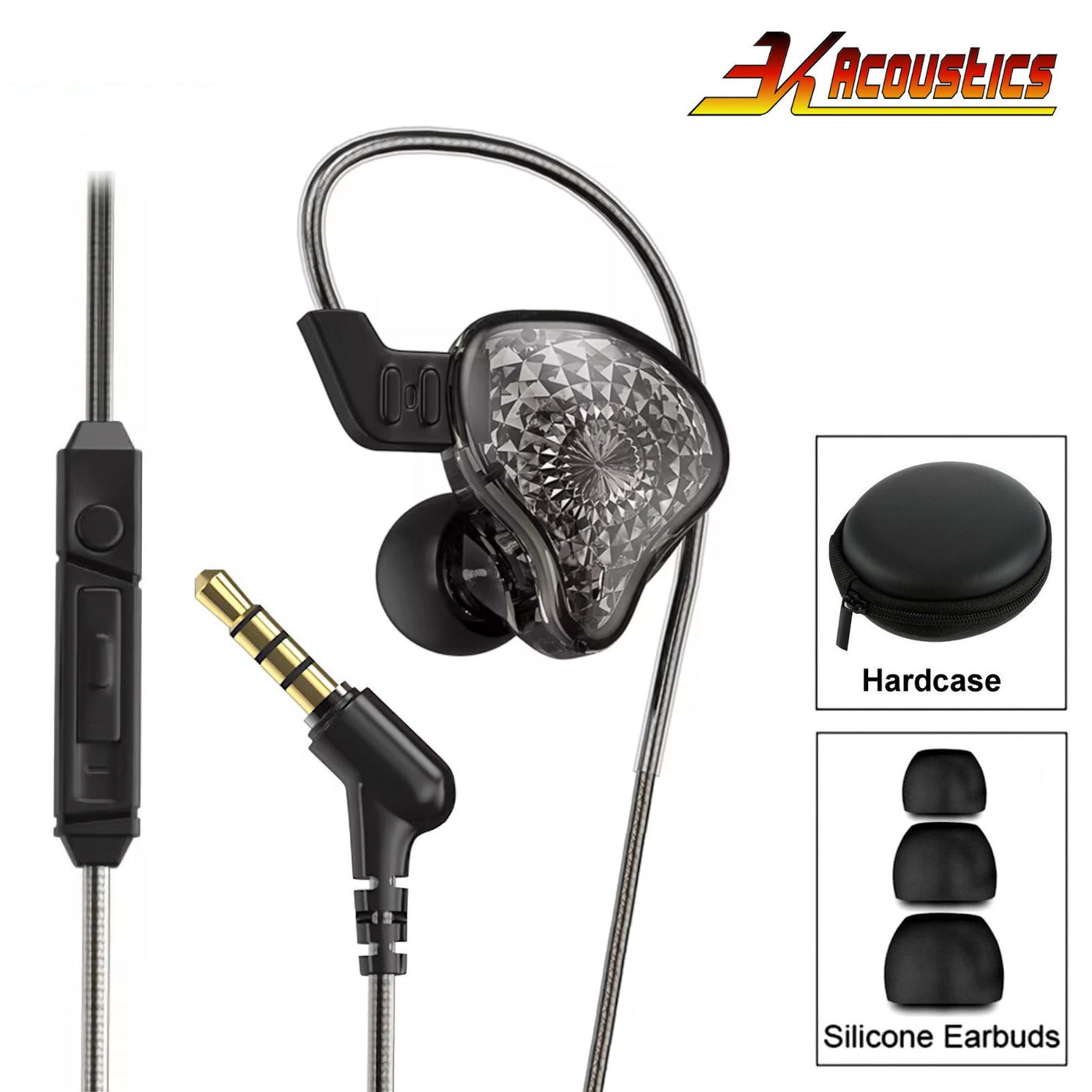 Original 3K K2 HD Professional HiFi Kopfhörer Headset Premium In-Ear Black