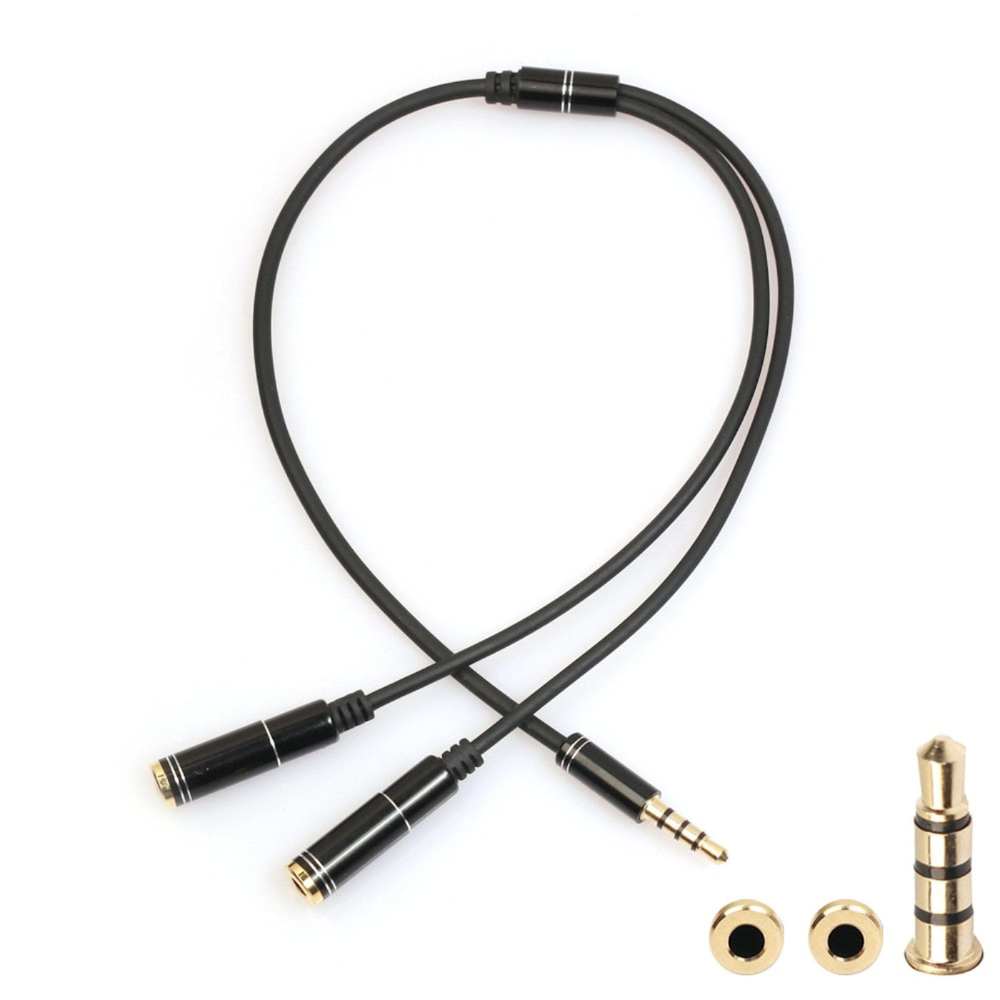 Audio Splitter Kabel Kopfhörer Y Doppler 3.5 mm Stecker > 2 Buchse schwarz
