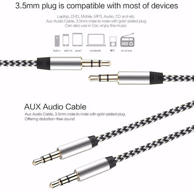 Audio Stereo Kopfhörer Anschlusskabel Nylon 1m 3,5mm Klinke Stecker > Stecker