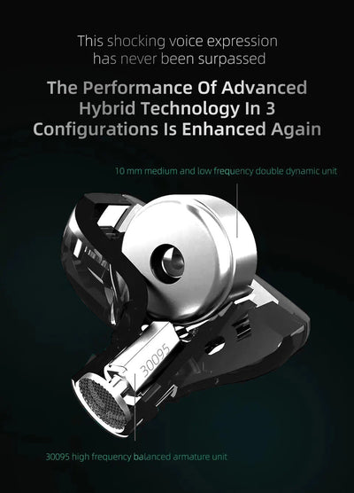 High-End In Ear Kopfhörer KZ ZSTx Pro Mic Black Messing In-Ear Premium Ohrhörer