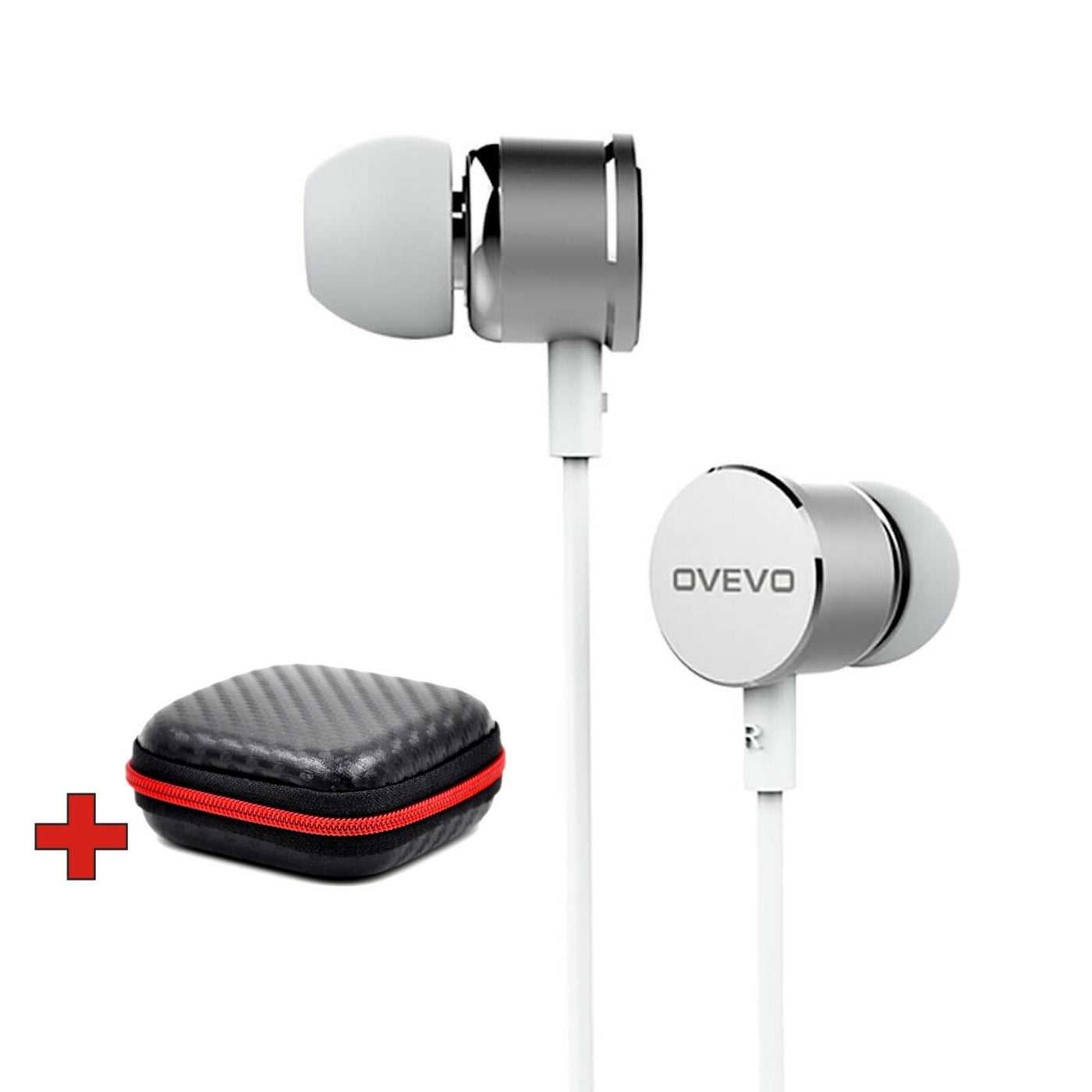 Mega Bass OVEVO S8 Premium In-Ear Earphone Headset Mic Hardcase Schwarz Weiss