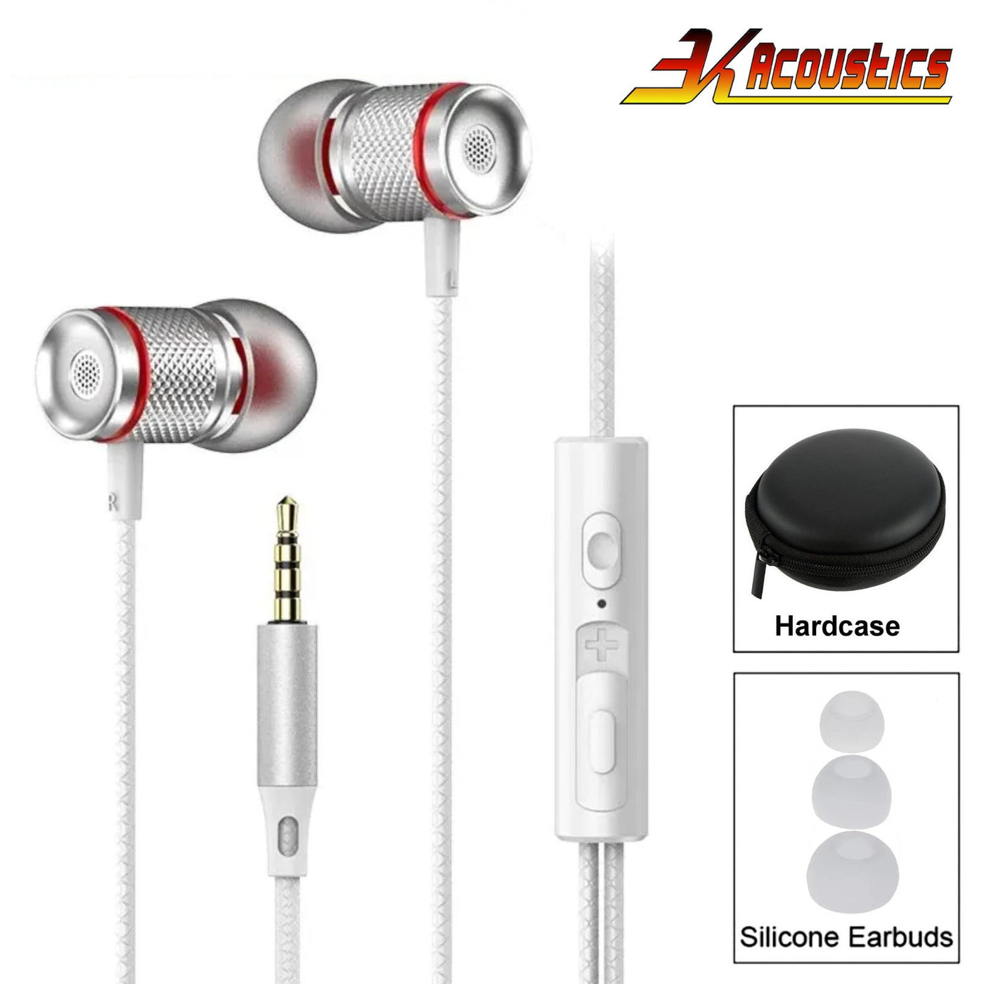 Super Bass In-Ear Kopfhörer 3K D9 HQ Earphone Headphone Bass Silber