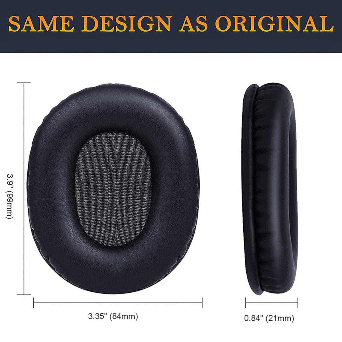 Schwarze Kunstleder-Ohrpolster für Audio-Technica M50X M40X